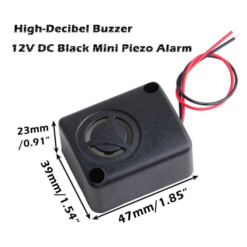 Wishiot 12V DC Black Mini Piezo Alarm Siren 110dB Insurance Safes Anti-Theft Alarm High-Decibel Buzzer for Carï¼ˆPack of 5ï¼‰ - Image 2